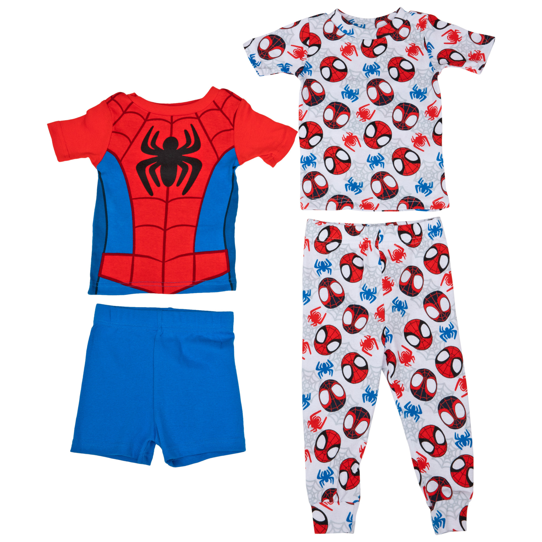 Marvel Comics Spider-Man Costume & AOP Toddler 4-Piece Pajama Set